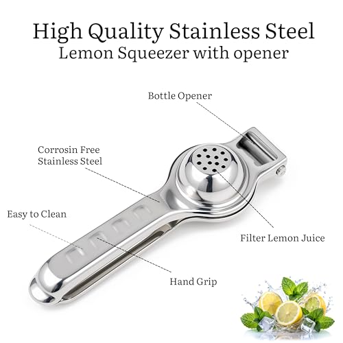 Image of Stainless Steel Lemon Squeezer | Manual Lemon Crusher & Juice Extractor | Nimbu Presser with Comfortable Handle | Durable Kitchen Tool