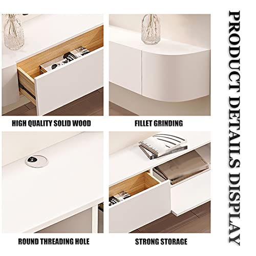 Floating TV Stand, Wall Mounted TV Cabinet, Media Console, With Cable Holes, Storage Component Shelves, For Living Room,Bedroom (Color : White-A, Size : 180cm)