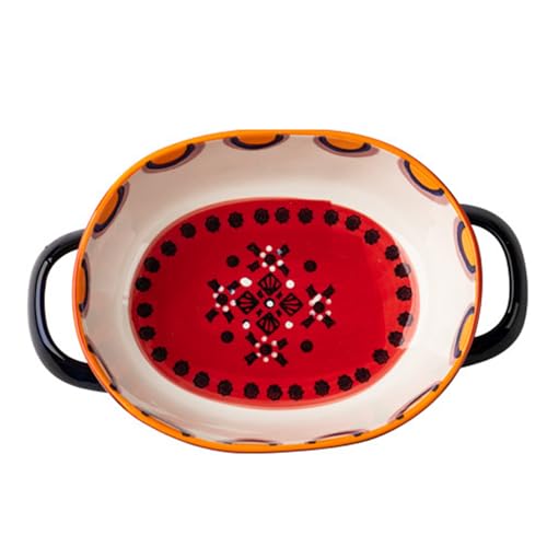 SSWH Platos de Cacerola para Horno, Bandeja de Horno Rectangular de cerámica, Mini gres Rectangular Color Rectangular para Horno para Hornear Mesa Ideal para lasaña,(Size:24.7x15.9x6cm,Color:Red)