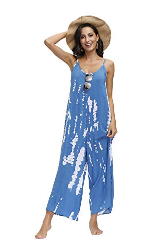 Image of BUENOS NINOS Women's V Neck Floral Maxi Dress Boho Printed Adjustable Spaghetti Strap Ethnic Beach Long Dress with Pockets