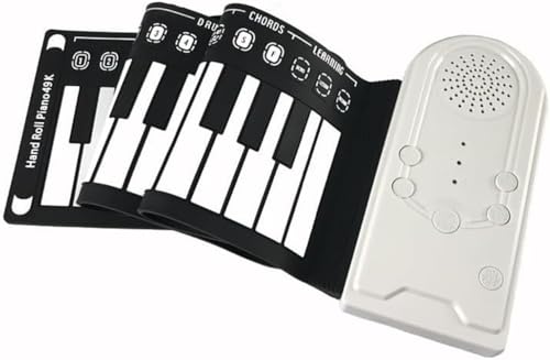 Citybabyロールピアノ49キーピアノ折り畳み簡単操作子供持ち運び多機能折りたたみ可能USB充電式手巻き電子16種類音色10リズム6デモ曲アップ練習おもちゃ子供 (C)