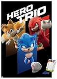 Trends International Sonic The Hedgehog 3 - Hero Trio Wall Poster, 22.37' x 34.00', Poster & Mount Bundle
