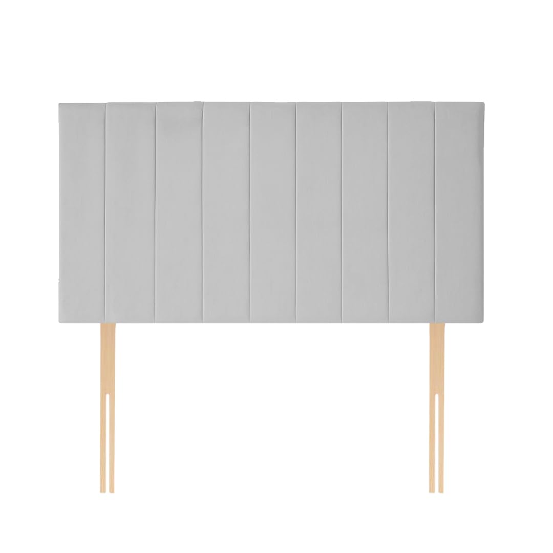 Portland Divan Bed Headboard | Plush Velvet Fabric Super King size Headboard for bed frames | Elegant design wooden material headboards for beds (Silver, 6ft Super King H-24inch)