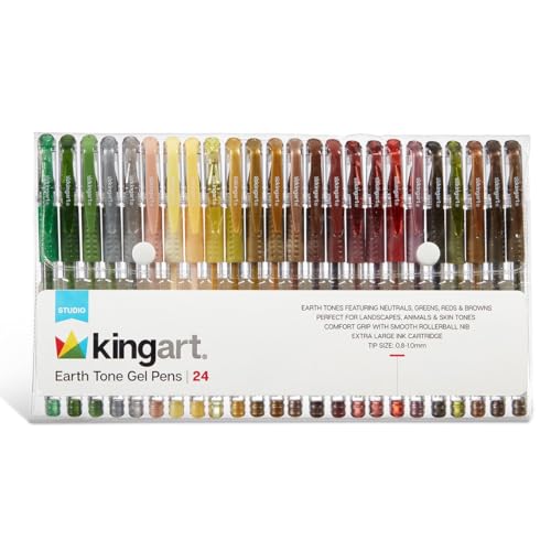 Set de 24 bolígrafos gel tonos tierra Kingart miniatura 1