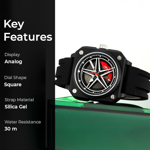 Image of SKMEI Silicone Men's Analog Quartz Sports Watch Waterproof & Trendy Wheels Rolling Design 2362