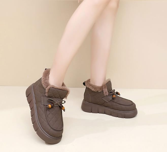 Women's Warm Snow Boots | Thick Soled Retro High Top, Snowproof Waterproof Plus Wide Ankle Boots for Winter Outdoor & Daily Wear