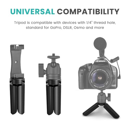 Image of Zibuyu Mini Tripod Desktop Stand Stabilizer Holder, 1 /4 inch Screw, Compatible with GoPro, Small DSLR, Camera, Pocket Projector, Black