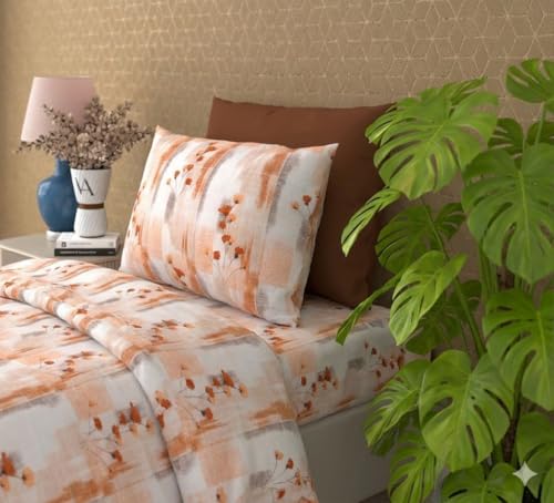 Image of FRESH FROM LOOM Large King Size 240 TC Cotton Flat Sheet with Standard Pillow Covers 100% Cotton 240 TC King Flat Sheet Set - Durable, Soft, and Hypoallergenic, Rust, Size- 108x108 inch