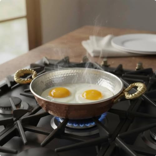 Poêle en cuivre finie à la main de 20cm pour éviter les cuissons manquées