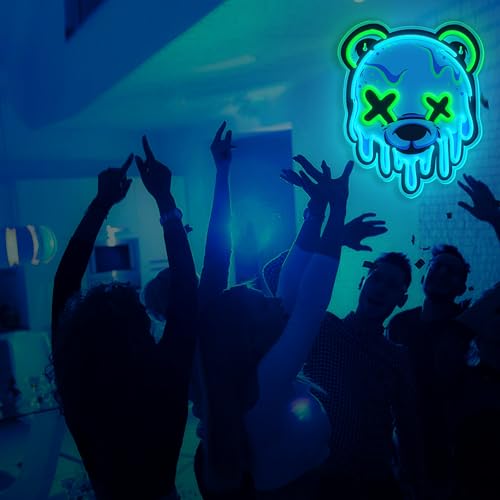 Ice Bear Neon Sign, Cool Led Sign for Wall Decor – Usb Powered, Adjustable Brightness Anime Bear Led Light for Bedroom, Bar, Pub, Party, Man Cave Decor, Unique Gift for Teenage Boys