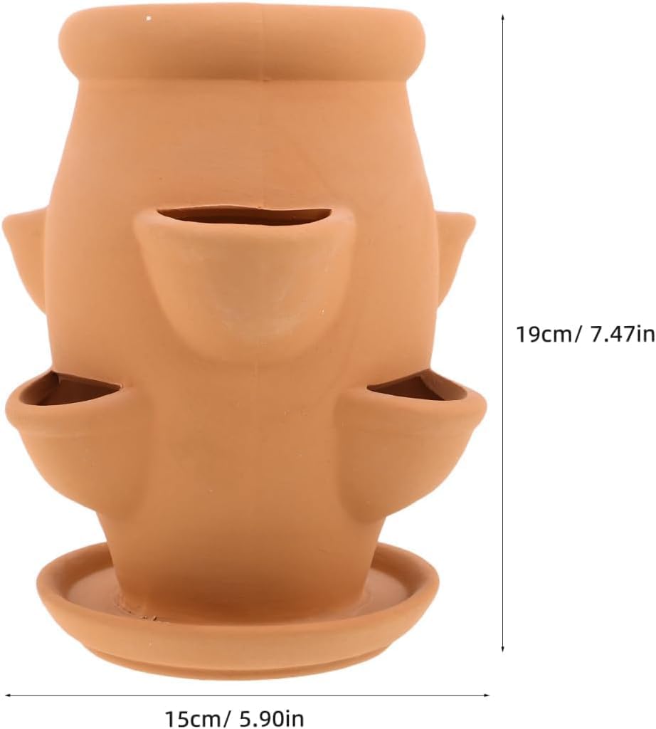 Strawberry Planter Pot Tower, Terracotta Stoneware, Embossed Design, Vertical Gardening for Succulents Orchids Hen Chicks, Outdoor Balcony Decorative