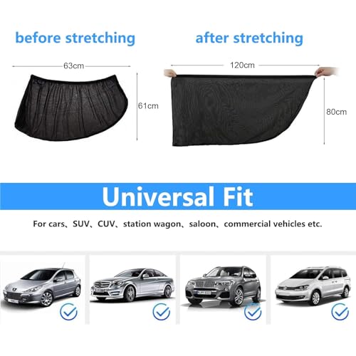Sonnenschutz Auto Baby, 2 Stück Universal Elastizitä Sonnenblende Auto Netz für Seitenfenster, Sonnenschutz Auto Kinder mit UV Schutz & Hitzeschutz, Privatsphäre Für Kinder Haustiere, Fit 98% Autos
