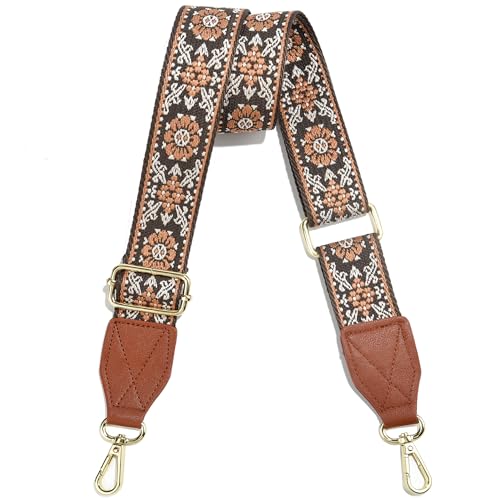 Image of Purse Strap,1.5 inch Leather End Shoulder Strap Adjustable Replacement,Retro Multi-Pattern Crossbody Bag Straps