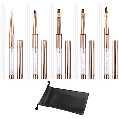 Rose Gold Nail Art Brush Set with Storage Cover