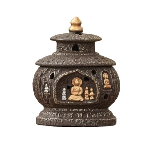 ULTRAWAVE Porta Incienso para Varillas Quemador De Incienso con Placa De Pagoda De Sándalo For Interiores, Mesa De Té Creativa For Ceremonia del Té, Adornos Zen Quemador de Incienso