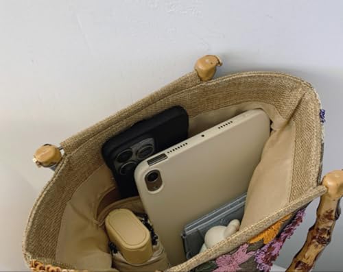 Bolso Tote bordado con lentejuelas floral de mujer miniatura 5
