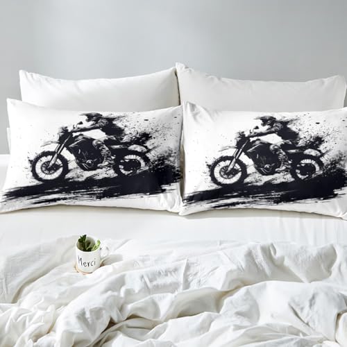 Feelyou Cool Motocross Fitted Sheet Twin Size Dirt Bike Bed Sheet Set Ultra Soft Motorcycle Racer Fitted Sheet for Kids Boys Girls Extreme Sports Bed Cover Room Decor Motorbike Bed Set - Image 4