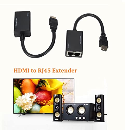 Image of 2 PCS HDMI Extender Over Cat5e /6, Ethernet to HDMI RJ45 Ethernet Network Adapter, Support 1080p UP to 30m /98ft Video and Audio for HDTV HDPC PS4 STB (HDMI to RJ45 1 to 2)