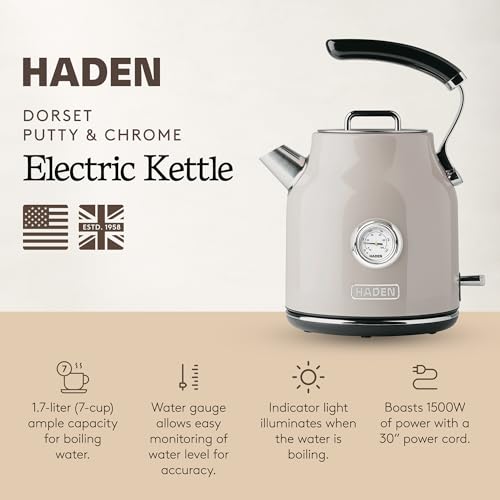 Haden Dorset 1.7 Liter Stainless Steel Electric Kettle, Hot Water Kettle - Image 2