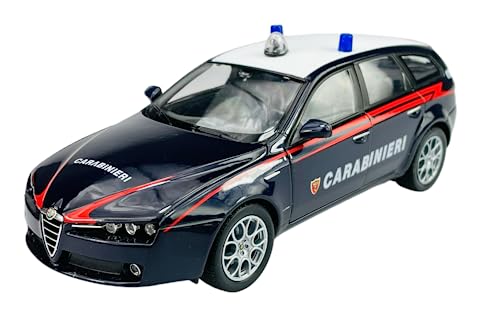 Welly Modelo Coche Compatible con Alfa Romeo 159 Sportwagon Carabinieri Negro ca 1/24 1:24 Modelo Metal Coche Die Cast Nuevo en Caja