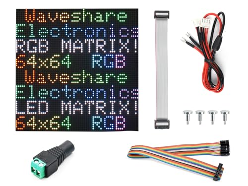 Waveshare RGB Full-Color LED Matrix Panel 2mm Pitch 64x64 Pixels Adjustable Brightness Compatible with Raspberry Pi/Raspberry Pi Pico / ESP32 / Arduino