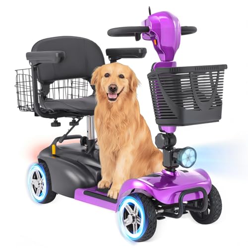 Image of 4 Wheel Mobility Scooters for Seniors - Up to 45 Miles Range,Folding Powered Mobility Scooter Device w /600WH Battery,Only 58 lb Weight, Dual Basket, 300 lb Capacity, Compact