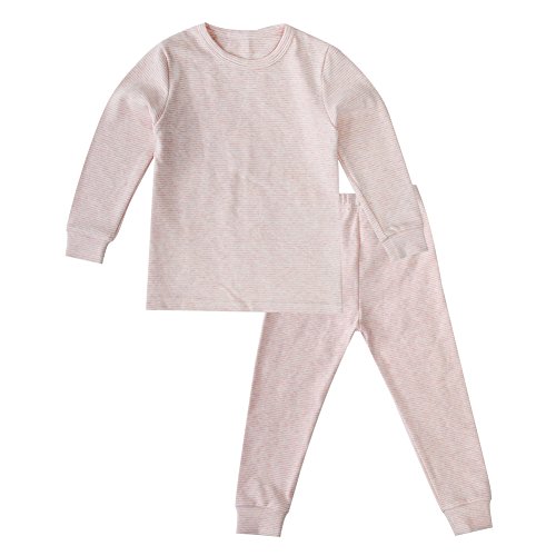 Enfants Chéris Toddler Boys Girls Jammies Stripes Organic Cotton Pajamas, (Pink, 5T)