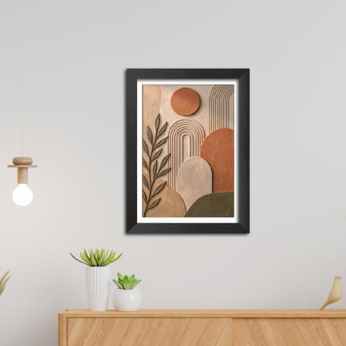 Image of TenorArts Boho Art 3D Clay Textured Digital Print Photo Frame, Modern Art Abstract Painting For Bedroom Living Room Home and Cafe Decor | Minimal Drawing Black Framed Posters for Decoration (9x12 inches) [CL-B07]