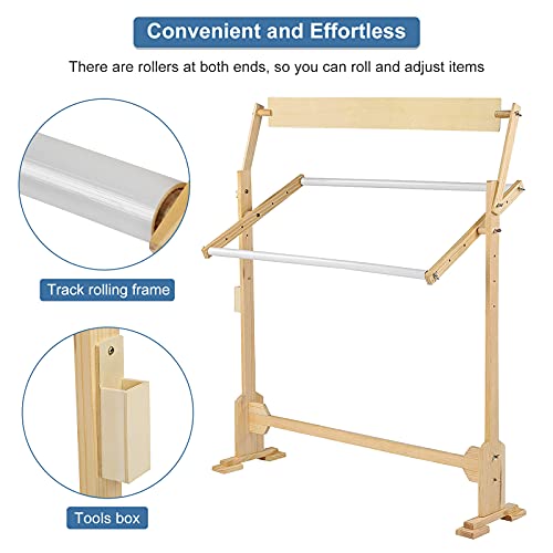 Ejoyous Embroidery Cross Stitch Frame Stand, Large 360°Adjustable Embroidery Wood Stand - Image 4