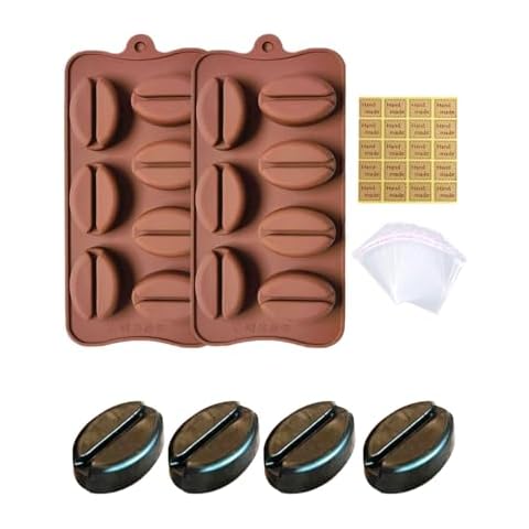 Yamteck Coffee Beans Soap Molds Silicone for Used Coffee Ground, Soap Making Supplies for Handmade Soap, Soap Maker w/Sticker Plastic Bag for School Kid's Crafts, Community Activities, Family Day Cover