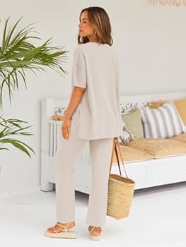 LILLUSORY Womens 2023 Summer Trendy 2 Piece Lounge Sets Cozy