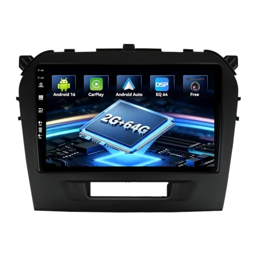 MISONDA 2 DIN �J�[�X�e���I���W�I�v���[���[ Android 16 Suzuki Vitara 2014-2022 �p �J�����A�}�C�N�ACarPlay�AAndroid Auto�AGPS�i�r�Q�[�V�����AWIFI�ARDS�AFM�AAM�ABT�ASWC��