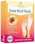 Plantifique Foot Peel Mask – 2 Pairs Exfoliating & Dermatologically Tested Foot Treatment, Removes Dead Skin & Repairs Heels for Soft Feet – Peach Scent, Gift for Women & Men