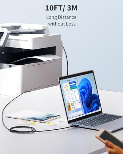 USB Druckerkabel 3M, USB 2.0 Kabel Drucker Nylon Geflecht Drucker Kabel USBA auf USB B kabel Printer Cable Kompatibel mit HP, Canon, Brother, Epson, Lexmark, Xerox, Envy, Ricoh, Samsung, Hero,Dell,DAC