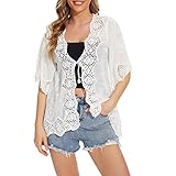 leichte jacke stricken Bikini Cover Up mit lockerem schnitt, 3/4 ärmel cardigan design, Klassische Häkelarbeit und Vintage-Stickerei sind perfekt zusammengenäht, Freiheit, Leichtigkeit, Komfort.