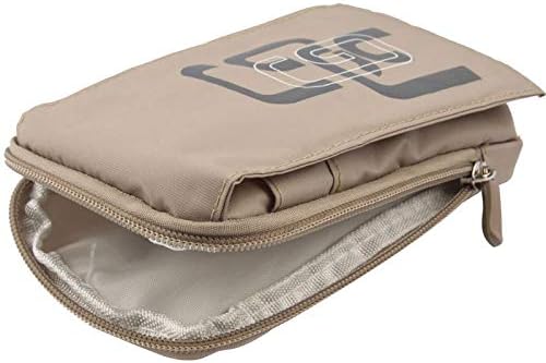 Multi-functional Vertical Stripes Pouch Bag Case Zipper Closing Carabiner for iPod touch 7th gen A2178 (2019) - BEIGE (16 x 9.5 cm)