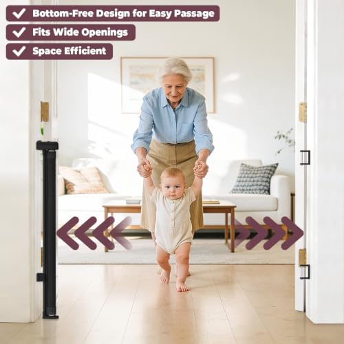 Cideny Retractable Baby Gates for Doorway, 58" Wide Mesh Dog Gate for Stair