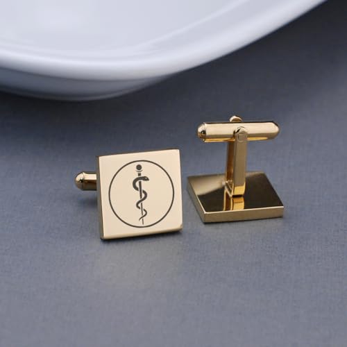 Mancuernillas Rod de Asclepio para médico miniatura 2