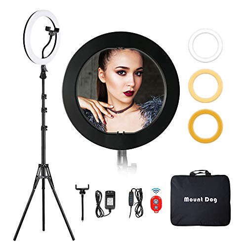 MountDog Ring Light: 14" 3 Color Lights 5600K Dimmable LED Ring Light Kit