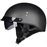▶ Scooter Motorcycle Helmet Material: Hochwertige Carbonfaserschale, hochdichte EPS-Pufferschicht, abnehmbarer Gehörschutz, sichere und komfortable Saison, universell