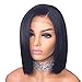 Produktbild Remy gerade Kurze Menschenhaar-Perücken 13x4 Spitze Frontal Perücke gerade Bob Lace Front Perücken Haar-Spitze-Frontechthaar Perücke (Stretched Length : 14inches, Wig Type : Lace Front)