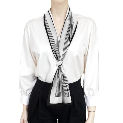 2 Pack Satin Scarves for Women, Lightweight Silk Hair Scarf and Purse Scarf for Handbags, Fashion Skinny Scarves for Neck, Hair Accessory and Sleeping, 56 x 5 Inches4