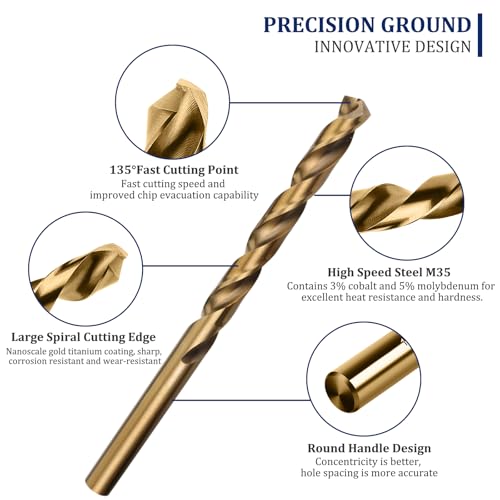 Misuyue M35 Cobalt HSS Twist Drilling Bits, 2pcs Metal Drill Bit 6.8mm/0.267", Carbide Drill Bits for Stainless Copper Wood Plastic Aluminum and other Hard Materials 2 Misuyue M35 Cobalt HSS Twist Drilling Bits, 2pcs Metal Drill Bit 6.8mm/0.267", Carbide Drill Bits for Stainless Copper Wood Plastic Aluminum and other Hard Materials - Image 2
