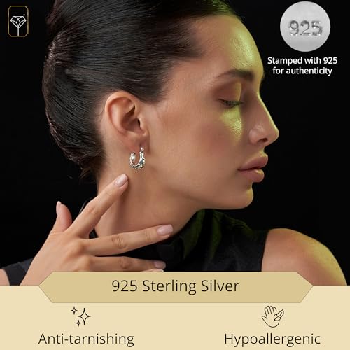 925 Sterling Silver Hoop Earrings for Women | Lightweight Oxidized Chunky Silver Earrings | Hypoallergenic Anti Tarnish Silver Hoop Earrings for Women by MAX + STONE2