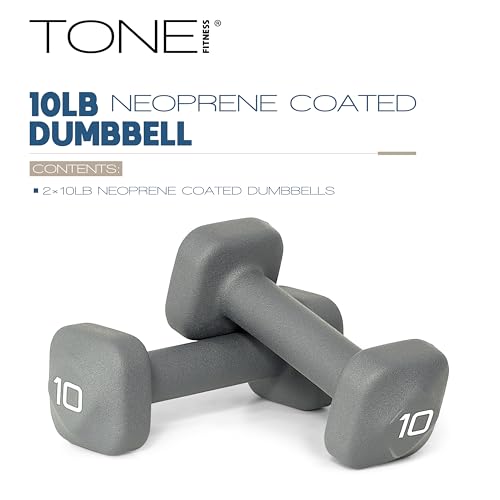 Tone Fitness Neoprene Dumbbell Weight Pairs with Anti-Roll Square Head | Multiple Options