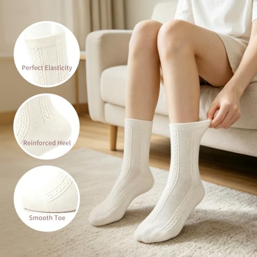 ManGeYa Women's Cable Knit Cotton Crew Socks 5 Pack - image 7