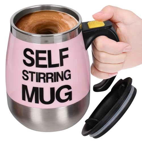 Hiemible Tasse à Mélange Automatique - En Acier Inoxydable Alimentée Par Piles,Mug À Auto-Agitation Magnétique Avec Couvercle,Pour Thé, Avoine, Poudre, Maison, Bureau, Voyage, École, Sport, Camping,