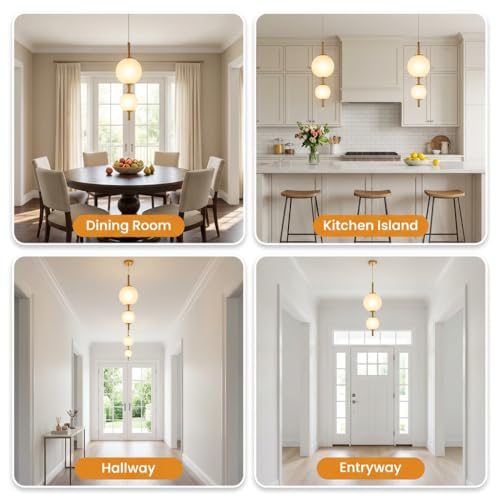 Image of Pendant Light for Ceiling | 3-Color CCT (Warm + Natural + Cold White) | Dual Globe Hanging Lamp | Gold Metal & Acrylic | Bedroom Living Room