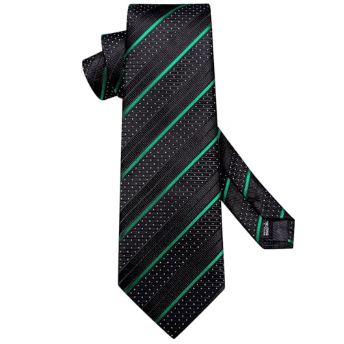 Image of Dubulle Silk Ties Set for Men Formal Paisley Striped Necktie Pocket Square Cufflinks 3PCS Sets Wedding Business Party