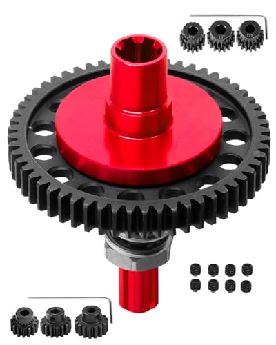 7075 Metal Spur Gear Slipper Clutch 57T(0.8) with 3.17mm and 5mm Pinion Gear Sets (15T/16T/17T) Upgrades for 1/10 4x4 Granite/Senton/Big Rock/Vorteks 3s & 550,Kraton/Outcast 4S,1/8 Typhon 3s,Red